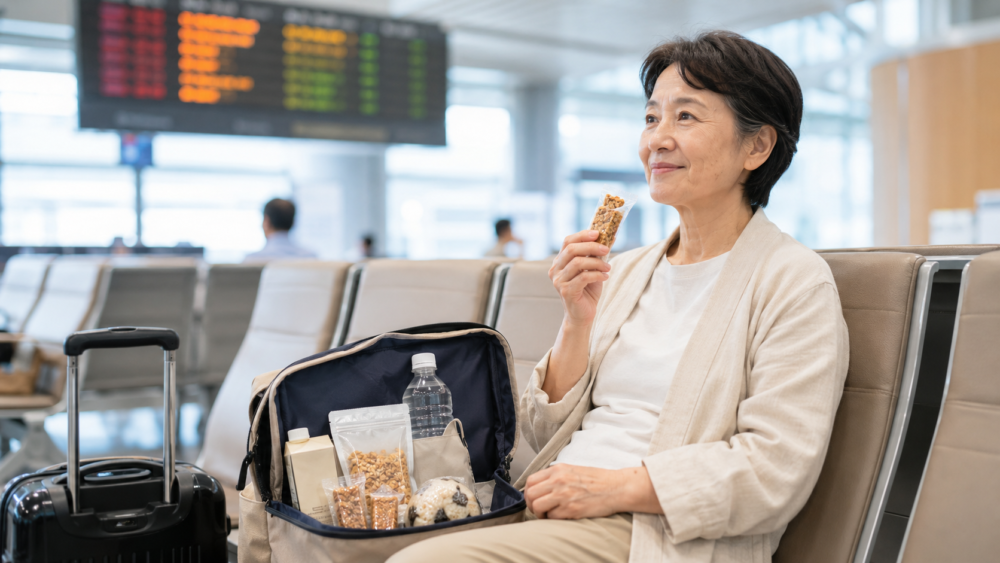 交通機関が運行停止や遅延時に非常食は携帯していると安心につながる