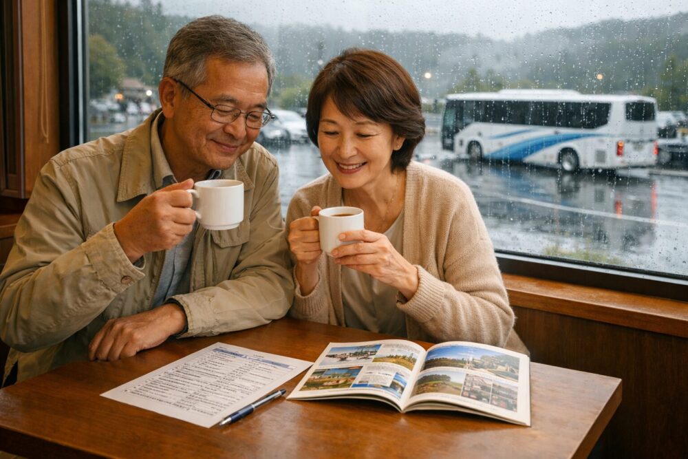 雨の日のバスツアー