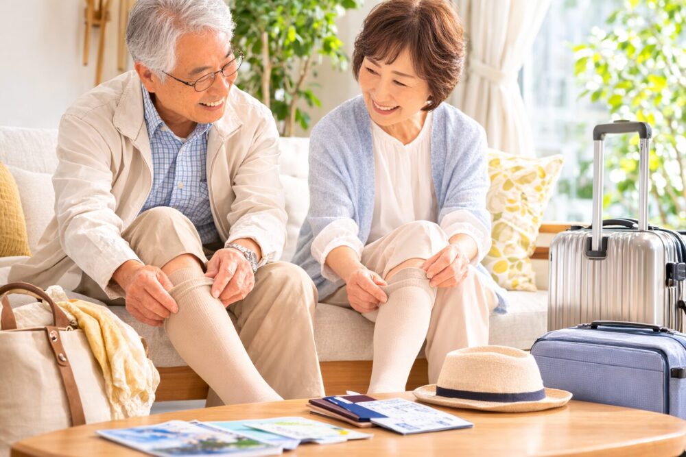 飛行機と着圧ソックス